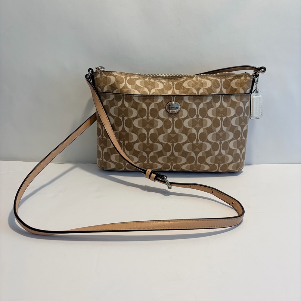 Coach Khaki/Beige Signature Crossbody Bag